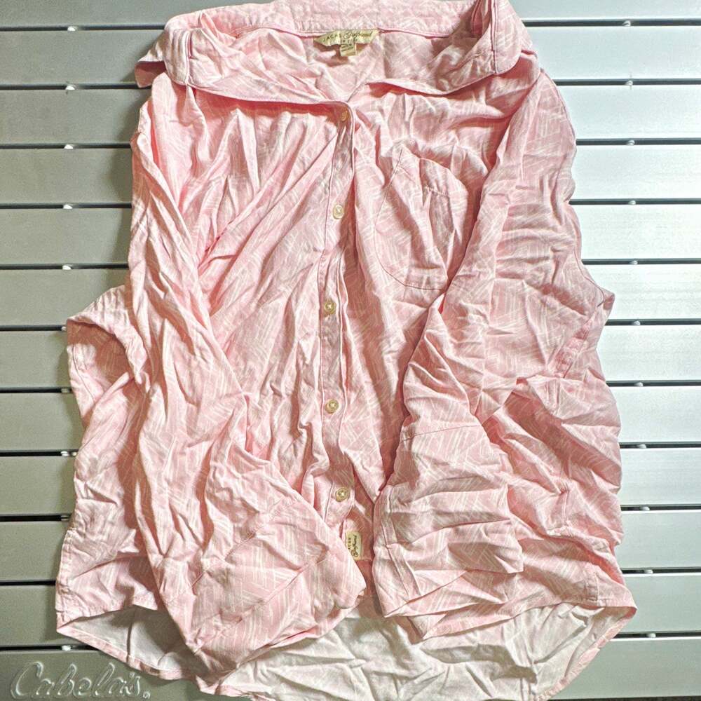 JACHS Girlfriend Women’s XL Pink/White Geometric Collared Button-Up Shirt